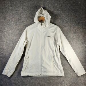 Columbia Titanium Omni-Shield White Hooded Windbreaker Jacket Women L Gorpcore